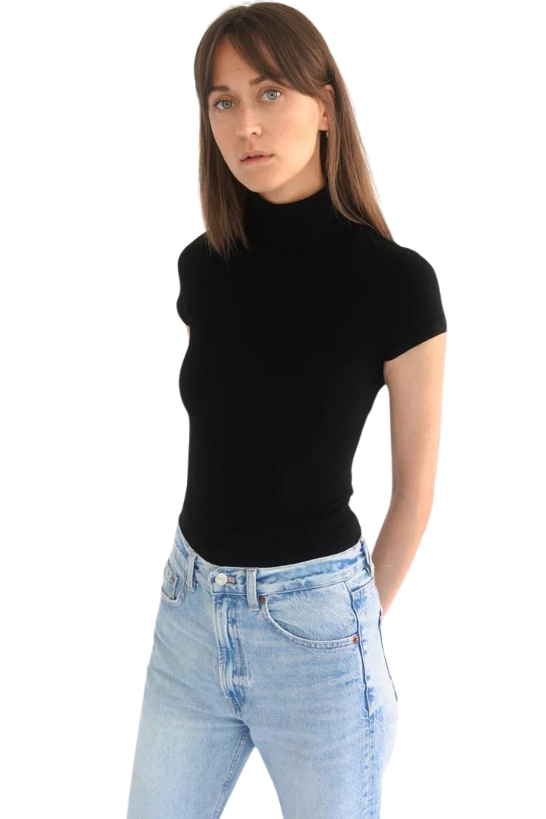 GENTLE TOUCH TURTLE NECK TOP BLACK