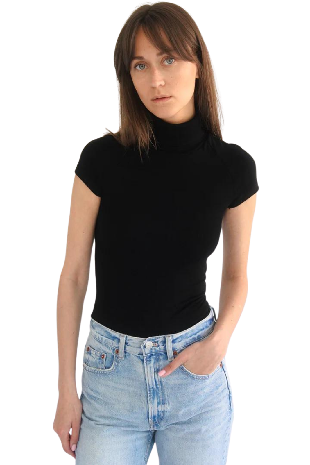 GENTLE TOUCH TURTLE NECK TOP BLACK
