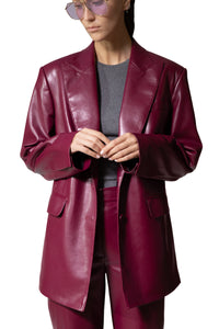 CASCADES FAUX - LEATHER BLAZER DARK CHERRY