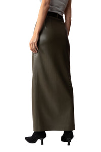 JUSTICE LONG SKIRT FAUX LEATHER KHAKI