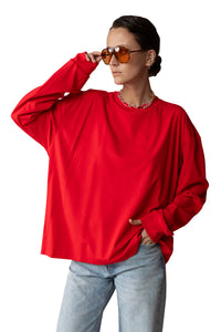 EFFORTLESS LONG - SLEEVE SHIRT RED